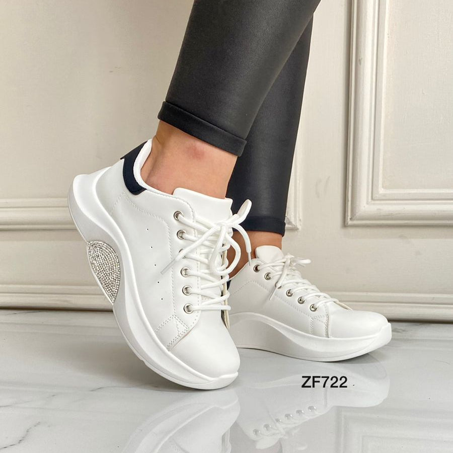 Tenis blanco apliques brillantes negro 9250 C-66